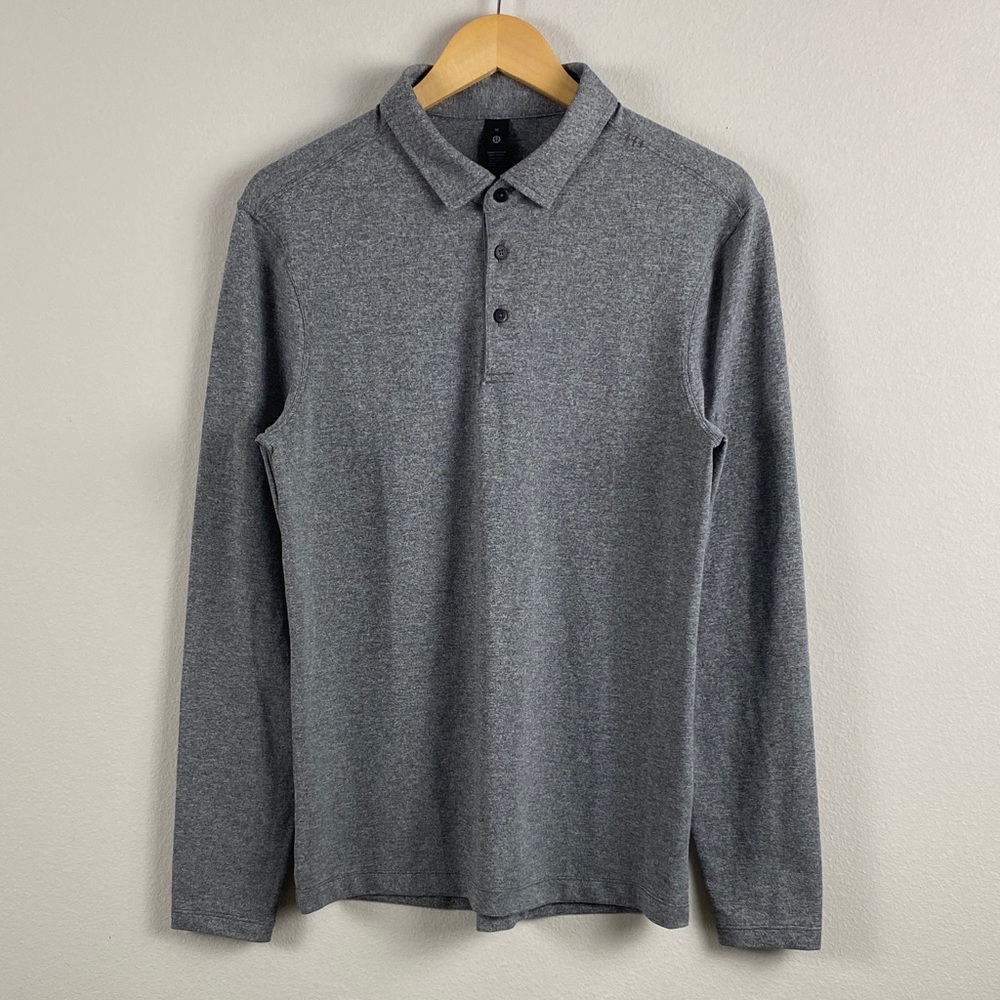 Lululemon Evolution Pique Long Sleeve Polo Shirt | Heathered Black